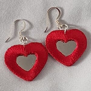 Ultra Lightweight Handmade Red Heart Earrings